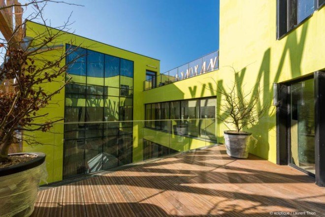 green design, eco design, sustainable design , Laraqui Bringer Architecture, Chaville France, Timber clad facade, lace like latticework, cultural center