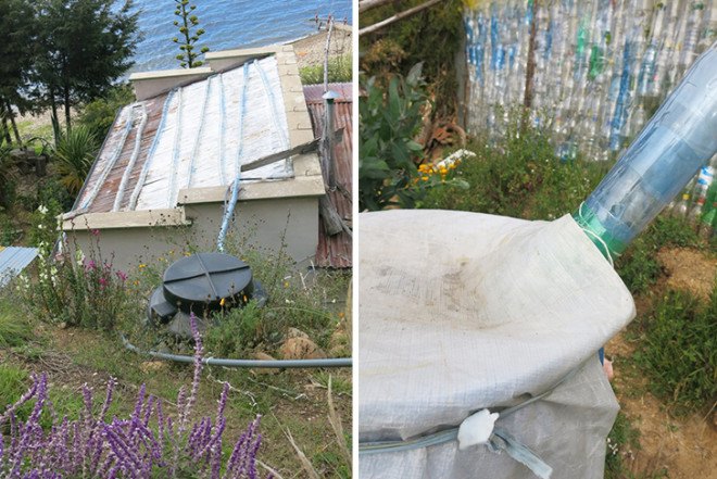 Bolivia, Kasa Cultural Sol y Luna, eco-friendly accommodation, Lake Titicaca, recycled materials, dry toilet, rainwater collection system, solar water heater, vegetable garden, empowering women, Libertad,