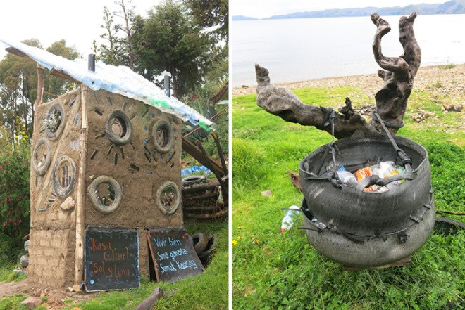 Bolivia, Kasa Cultural Sol y Luna, eco-friendly accommodation, Lake Titicaca, recycled materials, dry toilet, rainwater collection system, solar water heater, vegetable garden, empowering women, Libertad,