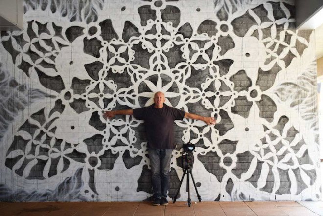 Nespoon, lace, lace graffiti art, graffiti art, lace urban art, doily urban art, street art,