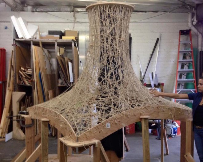 Ball-Nogues Studio, Coachella, Coachella pavilion, Pulp pavilion coachella, pulp pavilion, organic jute rope, reclaimed paper, compostable pavilion, pulp, recyclable pavilion, post consumer waste