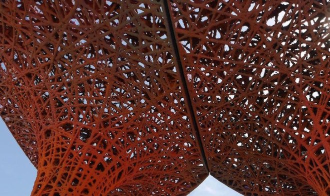Ball-Nogues Studio, Coachella, Coachella pavilion, Pulp pavilion coachella, pulp pavilion, organic jute rope, reclaimed paper, compostable pavilion, pulp, recyclable pavilion, post consumer waste