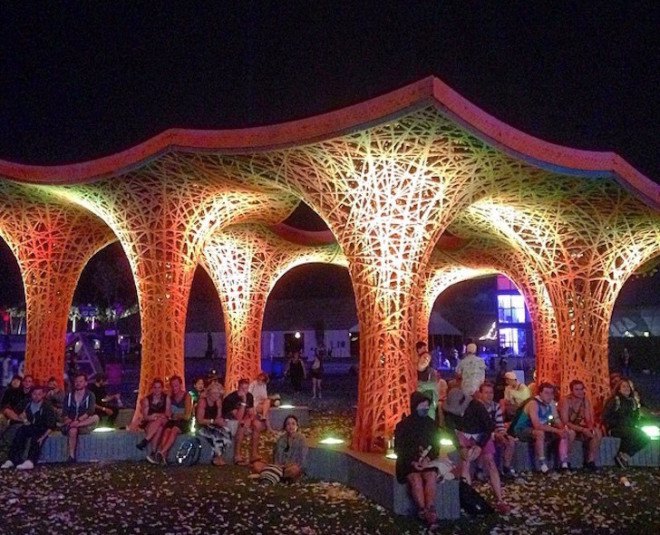 Ball-Nogues Studio, Coachella, Coachella pavilion, Pulp pavilion coachella, pulp pavilion, organic jute rope, reclaimed paper, compostable pavilion, pulp, recyclable pavilion, post consumer waste