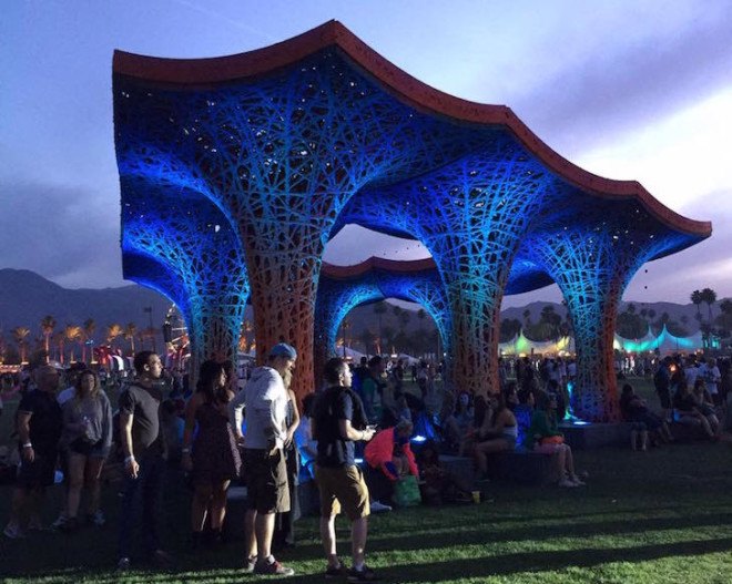 Ball-Nogues Studio, Coachella, Coachella pavilion, Pulp pavilion coachella, pulp pavilion, organic jute rope, reclaimed paper, compostable pavilion, pulp, recyclable pavilion, post consumer waste