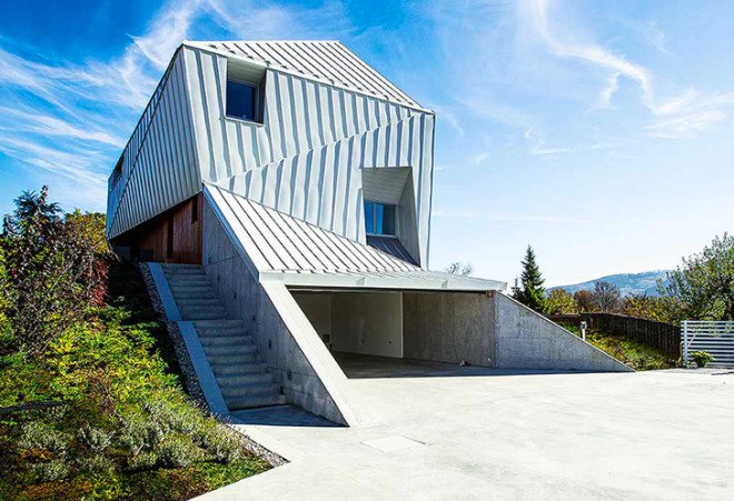 green design, sustainable design, slovenia, house for a doctor, metal-clad home, vineyards, natural lighting, passive solar design, green architecture, scapelab