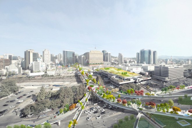 Seoul, MVRDV, Seoul Skygarden, Seoul High Line park, South Korea High Line Park, High Line Park, High Line inspired park, elevated park, adaptive reuse, urban renewal, urban design, Seoul