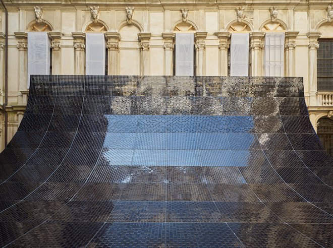 green design, eco design, sustainable design, Shigeru Ban, Venice Biennale, Reverberation Pavilion of Light and Sound, Shiseido, recycled makeup case, Palazzo Pisani