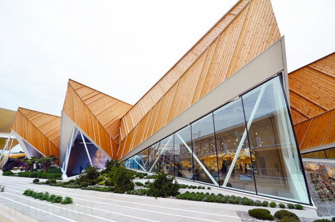 Slovenia pavilion, Milan Expo, Expo 2015, world expo, expo pavilion, SoNo Arhitekti, Slovenian architects, prefab, prefab wood, wooden facade, sustainable wood, sustainable food