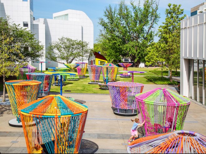 spinning tops, Los Trompos, Hector Esrawe, Ignacio Cadena, the spinning tops installation, atlanta, High Museum of Art, Mi Casa Your Casa, urban art, art interventions, art installation, the woodruff arts center campus