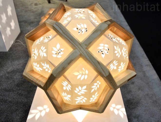 Sharpe's Hedra Lamp, Storyboard Furniture, reclaimed wood, energy-efficient Lighting, green lighting, eco-friendly lighting, LED lighting, LEDs, green interiors, sustainable interiors, green design, sustainable design, new york design week, nyc x design, green products, green technology, sustainable technology
