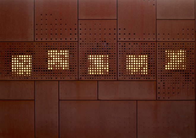 Studio Farris Architect, corten steel, city library, Bruges, building extension, Sint-Andries city library, rusty facade,