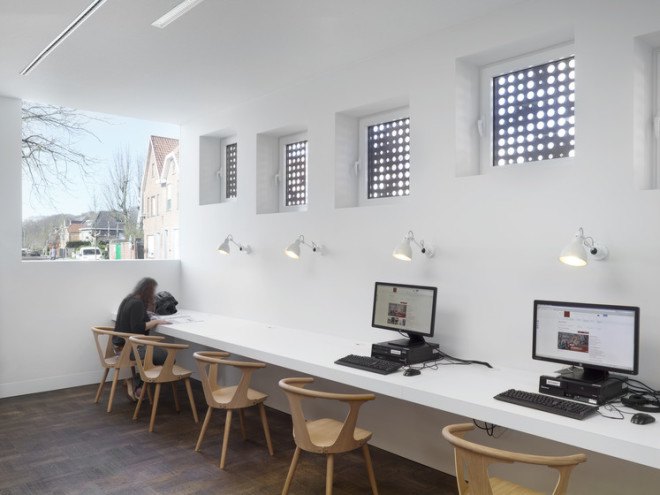 Studio Farris Architect, corten steel, city library, Bruges, building extension, Sint-Andries city library, rusty facade,