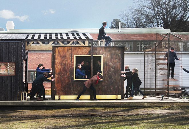 KTH School of Architecture, Full Scale Studio, Friggatto, prefab studio, prefab, mobile architecture, Stockholm, low-cost, plywood facade, green architecture, affordable building