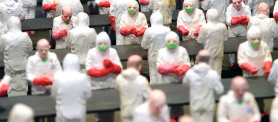 Isaac Cordal, The School, art installation, university, industrialized education, industrialized learning, capitalism in universities, for profit university