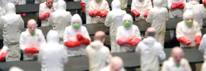 Isaac Cordal, The School, art installation, university, industrialized education, industrialized learning, capitalism in universities, for profit university