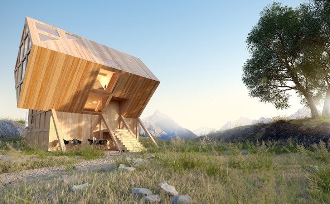 Valley House, Valley House by Planning Bureau, Planning Bureau, cabin, Dolomites, Dolomite Mountains, timber cabin, asymmetric home,