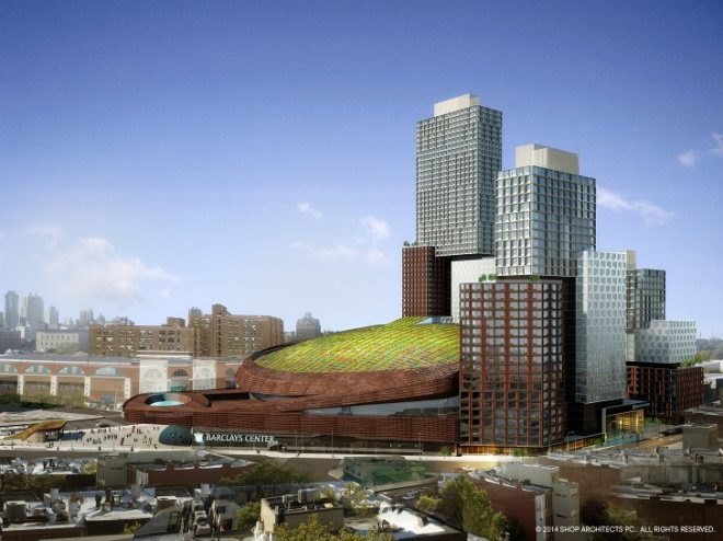 barclays center, barclays center green roof, barclays green roof, green roof, forest city ratner, greenland holding group, planted roof, brooklyn green roof, atlantic yards, pacific park brooklyn