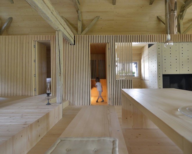OFIS Architects, adaptive reuse, Alpine Barn Apartment by OFIS Architects, Alpine Barn Apartment, barn restoration, barn transformation, barn loft apartment, barn loft, Slovenia,