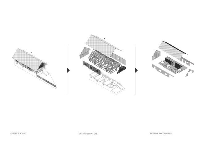 OFIS Architects, adaptive reuse, Alpine Barn Apartment by OFIS Architects, Alpine Barn Apartment, barn restoration, barn transformation, barn loft apartment, barn loft, Slovenia,