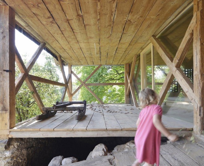 OFIS Architects, adaptive reuse, Alpine Barn Apartment by OFIS Architects, Alpine Barn Apartment, barn restoration, barn transformation, barn loft apartment, barn loft, Slovenia,