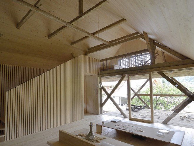 OFIS Architects, adaptive reuse, Alpine Barn Apartment by OFIS Architects, Alpine Barn Apartment, barn restoration, barn transformation, barn loft apartment, barn loft, Slovenia,