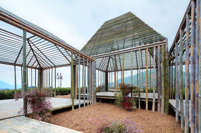 DNA - Design And Architecture, pavilions, bamboo, bamboo architecture, natural light, locally sourced materials, natural materials, renewable building materials, China, skylights, multi-purpose spaces, green architecture