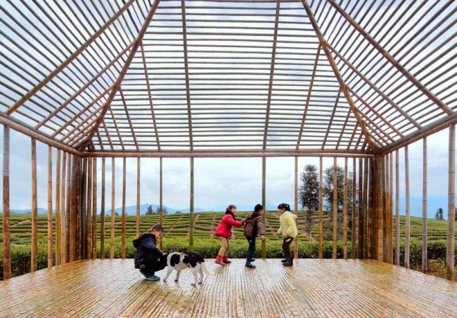 DNA - Design And Architecture, pavilions, bamboo, bamboo architecture, natural light, locally sourced materials, natural materials, renewable building materials, China, skylights, multi-purpose spaces, green architecture
