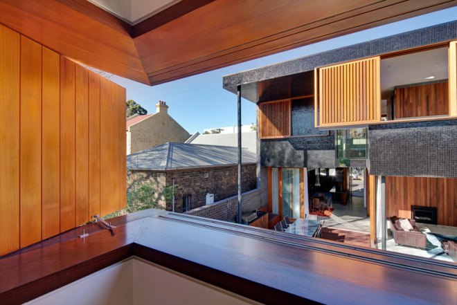 green design, eco design, sustainable design, Caterwilliamson Architects, Spiegel House, Mirror house, glass curtains, Sydney Australia, concrete floors