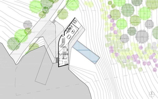 OneOfficeArchitects, Casa Trasanquelos, Spain, underground home, green-roofed house, green roof, courtyard, transparent facade, wood screens, green architecture
