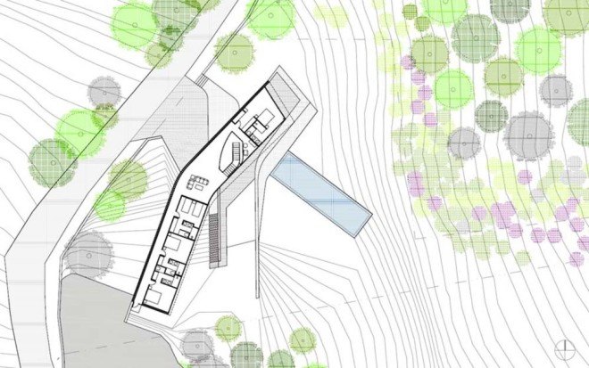 OneOfficeArchitects, Casa Trasanquelos, Spain, underground home, green-roofed house, green roof, courtyard, transparent facade, wood screens, green architecture