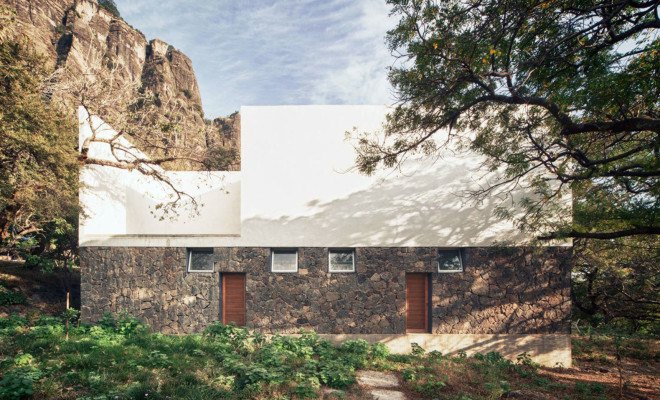 EDAA Architects, Casa Meztitla, Mexico, mountain house, holiday home, retirement home, volcanic stone, pivoting doors, glass facade, rainwater collection, green architecture