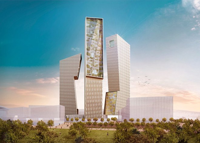 Daniel Libeskind, Three Towers Rome, Italy, green tower, vertical garden, green design, glass facade, skyscraper, green master plan, multi-use building