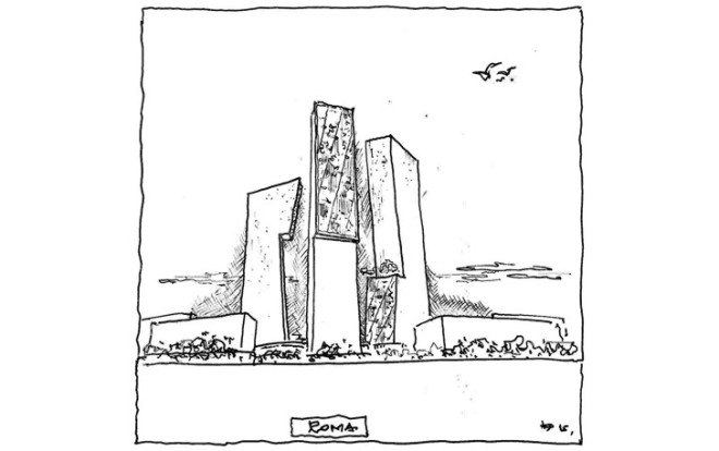 Daniel Libeskind, Three Towers Rome, Italy, green tower, vertical garden, green design, glass facade, skyscraper, green master plan, multi-use building