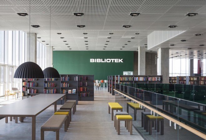Dokk1, Dokk1 Aarhus, Aarhus, schmidt hammer lassen, schmidt hammer lassen architects, energy efficient library, library design, aarhus river, Danish 2015 energy classification, solar power, Urban Mediaspace,
