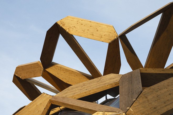 green design, eco design, sustainable design, Love IT Pavilion, Copagri, Expo Milano 2015, EMBT, temporary pavilion, open lattice pavilion, double dome pavilion