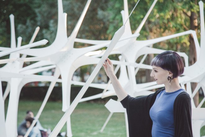 NonScale, Sky Pavilion, Sky by NonScale, ArchTriumph, 2015 Triumph Pavilion, Triumph Pavlion, temporary artwork, pavilion, North Star pavilion, Bethnal Green, Museum Gardens, London