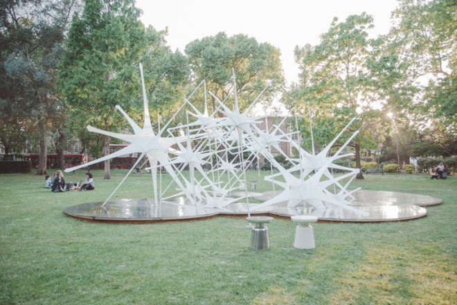 NonScale, Sky Pavilion, Sky by NonScale, ArchTriumph, 2015 Triumph Pavilion, Triumph Pavlion, temporary artwork, pavilion, North Star pavilion, Bethnal Green, Museum Gardens, London