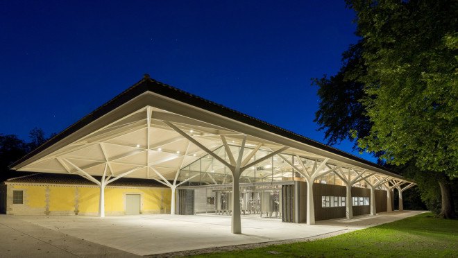 Foster + Partners, Château Margaux winery, winery, France, green renovation, natural light, pitched roof, vernacular architecture, green architecture, wine cellar