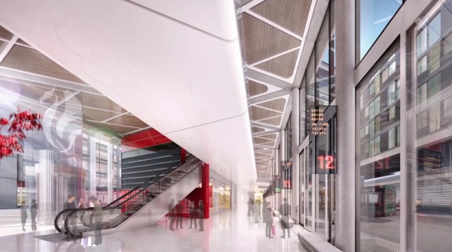 Foster + Partners, Cardiff Interchange, transport hub, bus station, green transportation, green architecutre, mixed-use building, public plaza, Cardiff