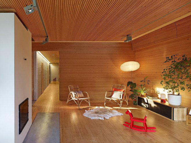 OOPEAA, Anssi Lassila, House L, House L by OOPEAA, Suoni, galvanized sheet metal, metal-clad cabin, salvaged materials, locally sourced materials, radially sawn spruce, birch veneer, farmhouse renovation, contemporary house