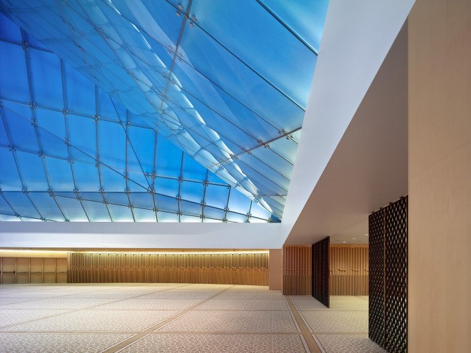 Ismaili Center, Charles Correa Associates, Moriyama & Teshima Architects, cultural center, glass dome, glass roof, transparent roof, Islamic architecture, Toronto, Cananda, skylights