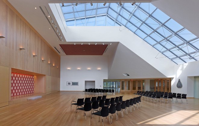 Ismaili Center, Charles Correa Associates, Moriyama & Teshima Architects, cultural center, glass dome, glass roof, transparent roof, Islamic architecture, Toronto, Cananda, skylights