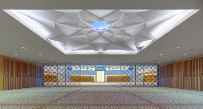 Ismaili Center, Charles Correa Associates, Moriyama & Teshima Architects, cultural center, glass dome, glass roof, transparent roof, Islamic architecture, Toronto, Cananda, skylights