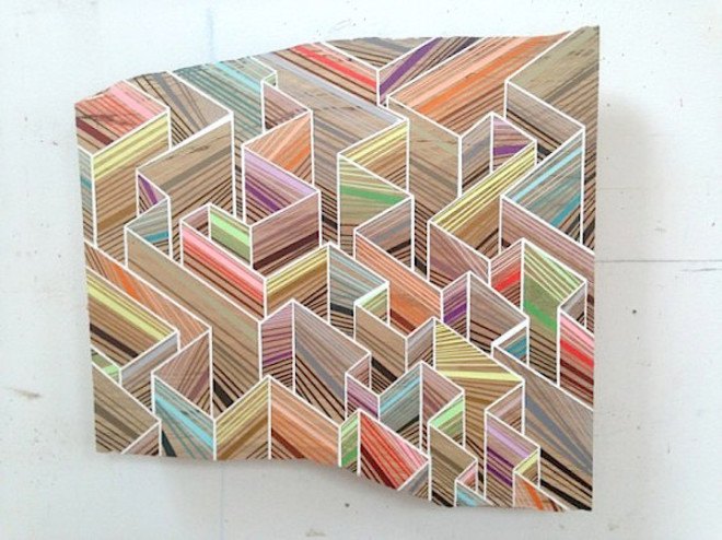 Jason Middlebrook, abstract paintings, wood planks, human-nature relationship, colorful artworks on wood,