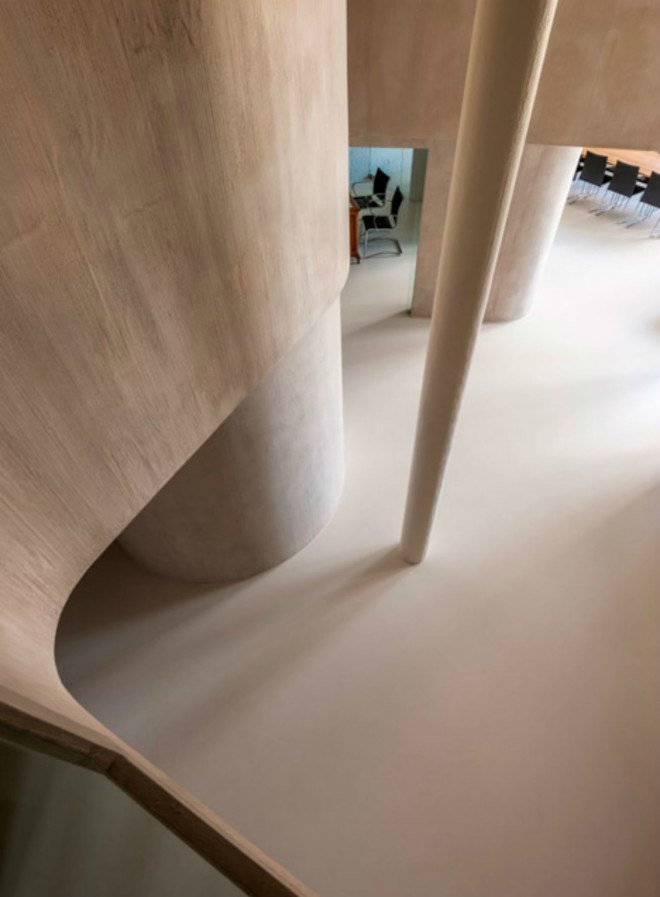 graux and baeyen, belgium designers, warehouse loft space, curved interiors
