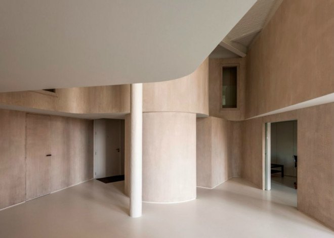 graux and baeyen, belgium designers, warehouse loft space, curved interiors