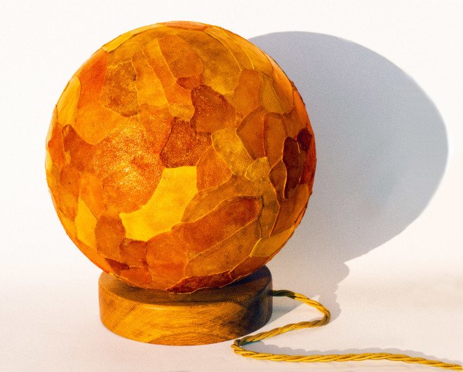 Lucie lamp, The Orange Sessions, orange lamp, orange peel lamp, orange peel art, orange peels, oranges, orange peel uses, orange peel light, kickstarter, Orange Sessions kickstarter, reuse, recycle, natural lighting