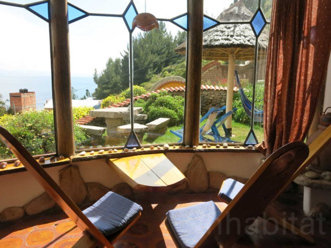 Martin Stratker, Las Olas, fairy tale accomodation, Bolivian hotel, Copacabana, Bolivia, local builders, German sculptor, animal shaped building, snail building, Ana Lisa Alperovich
