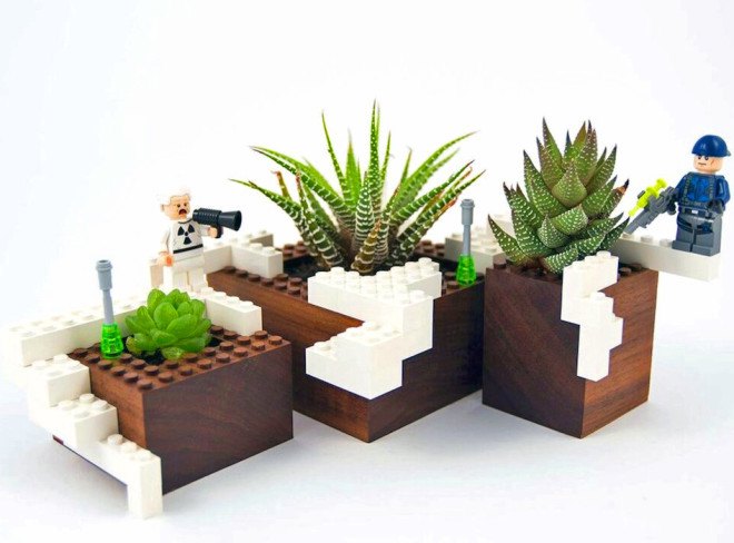 planters, NOTlabs, Plant Experiment, modular planters, green design, walnut, Notcot, modular design, Lego, Lego-like design, indoor plants, small plants, gardening
