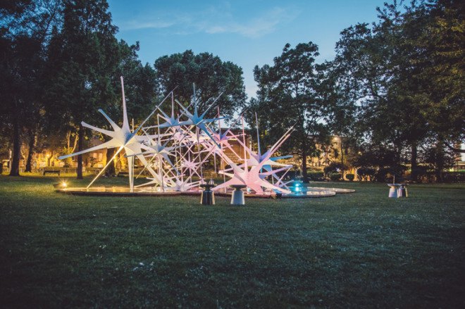 NonScale, Sky Pavilion, Sky by NonScale, ArchTriumph, 2015 Triumph Pavilion, Triumph Pavlion, temporary artwork, pavilion, North Star pavilion, Bethnal Green, Museum Gardens, London